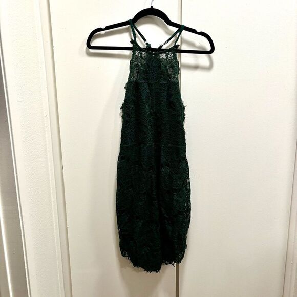 Intimately Free People Women’s Small She’s Got It Green Lace Mini Dress - Picture 2 of 6